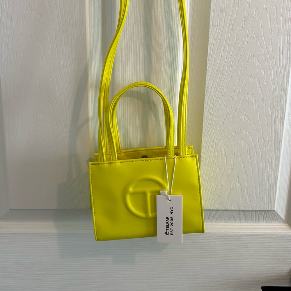 Telfar highlighter yellow shopping bag - small